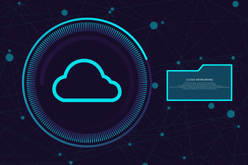 Cloud storage icon. Abstract futuristic cyber network server online, Cloud network modern blue background.