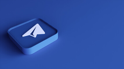 3d illustration telegram with blue background