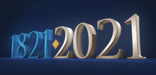 200 years after the Revolution of Greece. An anniversary 3D render template banner