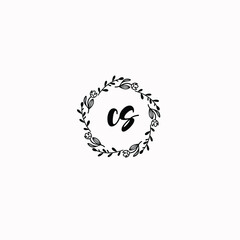 CS initial letters Wedding monogram logos, hand drawn modern minimalistic and frame floral templates