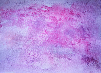 watercolor abstract drawing with paints of violet-pink