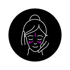 Massage face black glyph icon. Pictogram for web page, mobile app, promo.