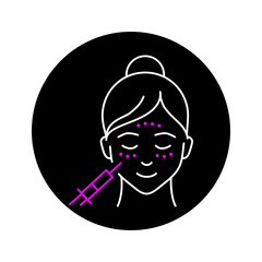 Injections face black glyph icon. Pictogram for web page, mobile app, promo.
