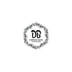 DB initial letters Wedding monogram logos, hand drawn modern minimalistic and frame floral templates