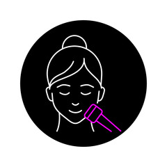 Ultrasonic phonophoresis face black glyph icon. Pictogram for web page, mobile app, promo.