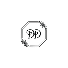 DD initial letters Wedding monogram logos, hand drawn modern minimalistic and frame floral templates