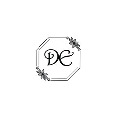 DE initial letters Wedding monogram logos, hand drawn modern minimalistic and frame floral templates