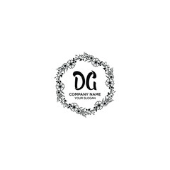 DG initial letters Wedding monogram logos, hand drawn modern minimalistic and frame floral templates