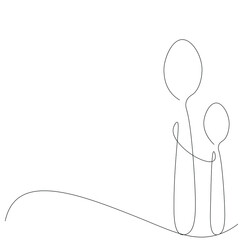 Spoons one line drawing vector illustration