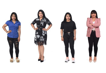 he same woman with different outfit on white background