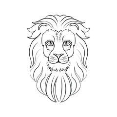 Lion Head mascot. Lion Icon Zodiac Symbol isolated on white. Animal Vector Illustration.