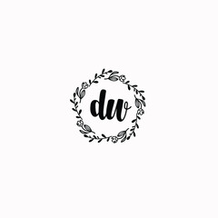 DW initial letters Wedding monogram logos, hand drawn modern minimalistic and frame floral templates