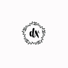 DX initial letters Wedding monogram logos, hand drawn modern minimalistic and frame floral templates
