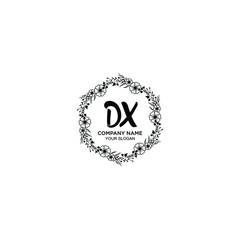 DX initial letters Wedding monogram logos, hand drawn modern minimalistic and frame floral templates