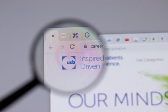 New York, USA - 18 March 2021: UCB company logo icon on website, Illustrative Editorial.