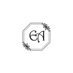 EA initial letters Wedding monogram logos, hand drawn modern minimalistic and frame floral templates