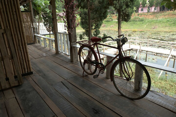 Fototapeta na wymiar Vintage bicycle in the countryside is very popular of the people in Thailand. 