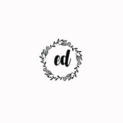 ED initial letters Wedding monogram logos, hand drawn modern minimalistic and frame floral templates