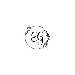 EG initial letters Wedding monogram logos, hand drawn modern minimalistic and frame floral templates