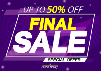 Naklejka na ściany i meble Final Sale 50% off, poster design template, special offer
