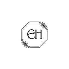 EH initial letters Wedding monogram logos, hand drawn modern minimalistic and frame floral templates