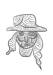 art brush hatching cubism face. hand drawn abstract face drawing for wall art