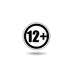 Twelve plus icon with shadow