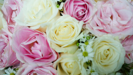 A bouquet of colorful roses often made for decoration