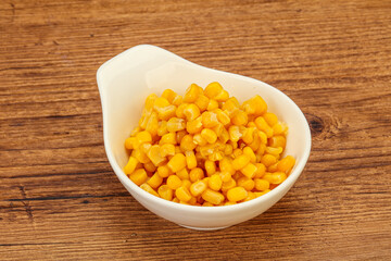 Sweet corn seeds in the bowl