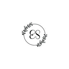 ES initial letters Wedding monogram logos, hand drawn modern minimalistic and frame floral templates