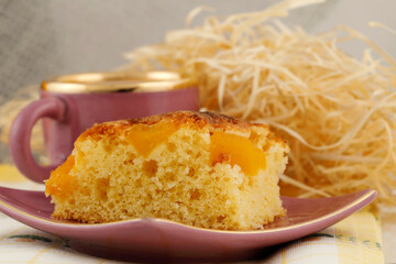 Portion of peach pie