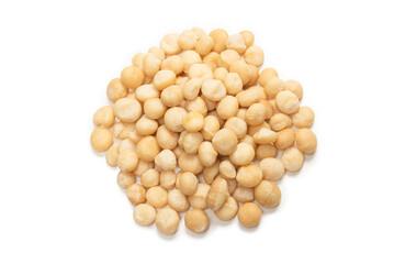 Macadamia nuts isolated on white background.