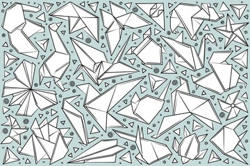 Origami doodles. Set of origami. Hand drawing. Seamless geometric pattern. Geometric origami shapes