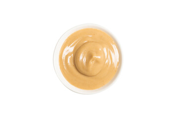 Mushroom sauce in a bowl isolated on white background.