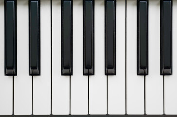 Close Up of Some Black and White Piano Keys Taken From Above as a Flat Lay Image