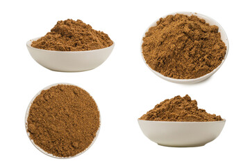 Mix spices in a bowl isolated on white.