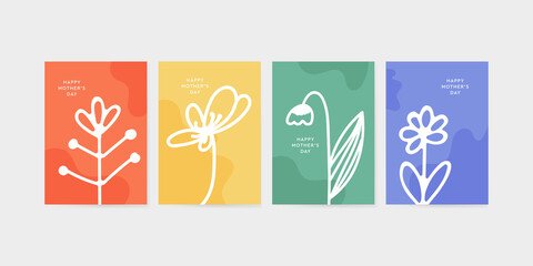 Happy Mothers Day. Vector templates trendy floral square art. Design element for card, poster, banner, and other use.