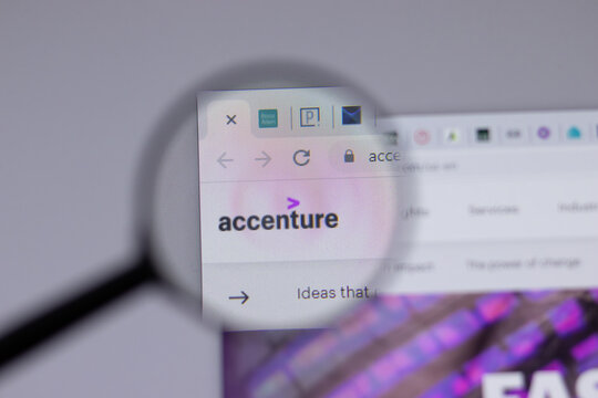 New York, USA - 18 March 2021: Accenture company logo icon on website, Illustrative Editorial.