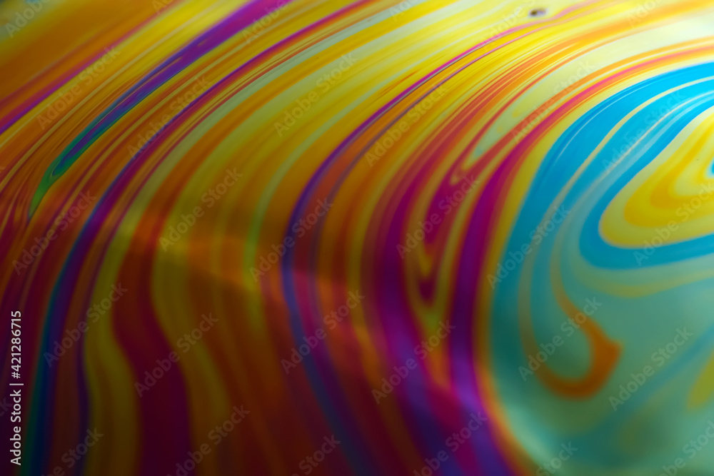 Wall mural colorful psychedelic soap bubble refractions pattern macro. colorful macro soap bubble iridescence