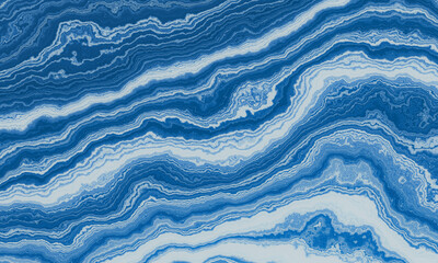 Abstract blue and white marbled texture background.