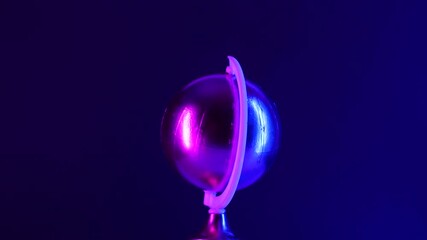 Sci fi futuristic golden globe rotating with cyber punk light effects - Powered by Adobe