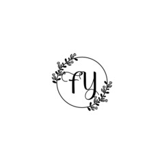 FY initial letters Wedding monogram logos, hand drawn modern minimalistic and frame floral templates