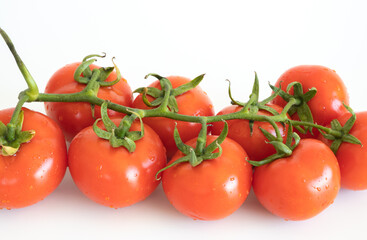 Fresh vegetable, red cherry tomato isolated on white background, food concept. 