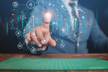 Scanning the fingerprint with the technology to access the security system information as well Internet network identity business concept online to secure technology
