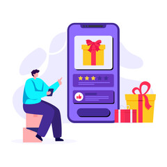 
Flat illustration of online gift in editable style 

