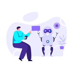 
Personal robot flat illustration editable vector design 

