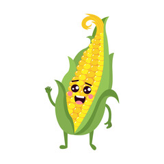 Isolated corn cob cartoon kawaii - Vector illustration