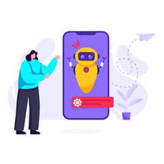 
Robot self learning flat illustration editable vector design 

