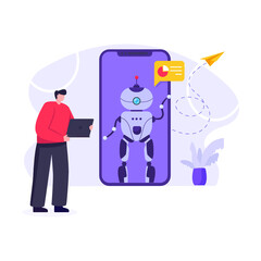 
Robot assistant flat illustration editable vector design 

