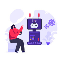 
Machine learning flat illustration editable vector design 

